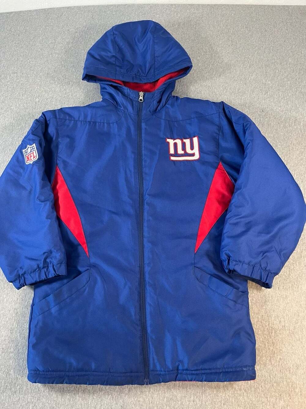 NFL On Field New York Giants Full Zip Hooded Fleece Lined Jacket Youth M(10/12)